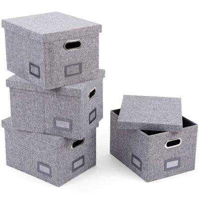 China Collapsible File 210D Oxford Fabric 100% Linen Storage Boxes Grey OEM for sale