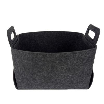 China Dark Grey Reusable Felt Storage Basket Folding Bin 14*12*10inch for sale