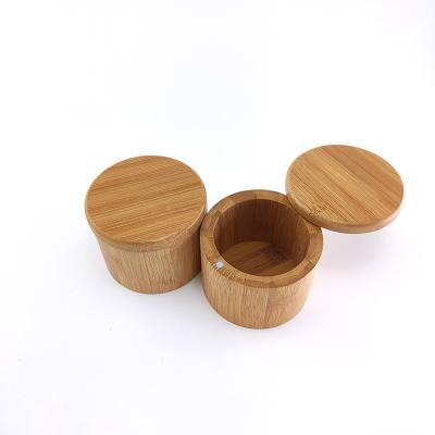 China 9*7cm Bamboo Kitchen Storage Container With Lid Salt Jar 165g for sale