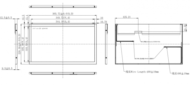 15.6 inch industrial TFT LCD display interface diagram