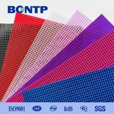 China Rain Resistant PVC Transparent Mesh Tarp PVC Clear Tarpaulin for bag or file pocket for sale