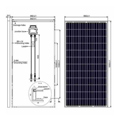 China el panel solar del silicio cristalino polivinílico de la película fina de 300W 36V para el sistema de generador solar portátil ZW-300W en venta