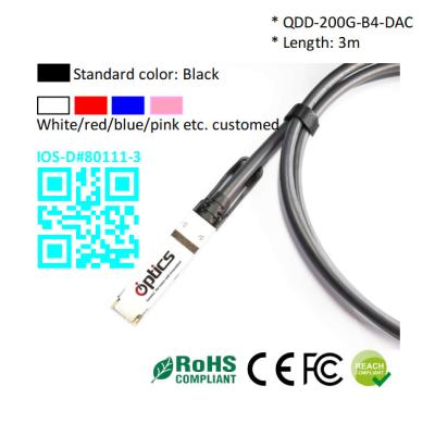 China QSFPDD-200G-DAC3M-B4 200G QSFPDD to 4x50G QSFP28 Breakout DAC(Direct Attach Cable) Cables (Passive) 3M for sale