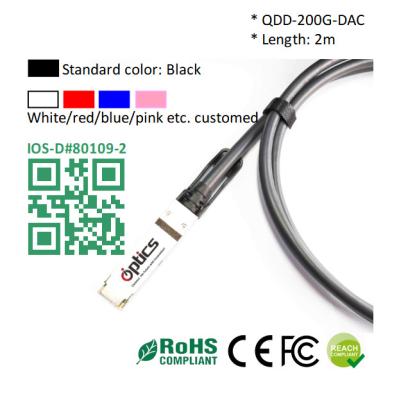 China QSFPDD-200G-DAC2M 200G QSFPDD to QSFPDD DAC Direct Attach Cable Cables (Passive) 2M for sale