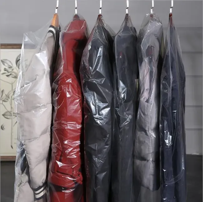 LDPE Transparent Clear Dry Cleaning Custom Printed Waterproof Plastic Garment Cover Bag