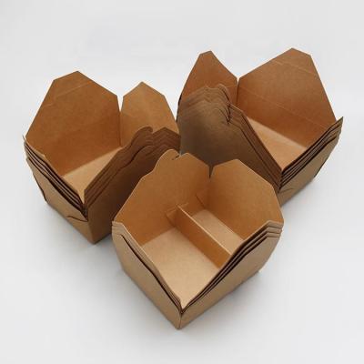 China #3 Factory Wholesale Disposable Fast Food Takeout Box Biodegradable Kraft Paper Box Kraft Paper Lunch Box for sale