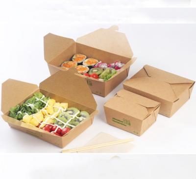 China 350g food grade cardboard white paper salad box with plastic handle for sale