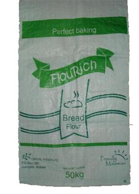 China Anti Slip White Polypropylene Flour Packaging Bags , Printed Flour Sacks 50kg for sale