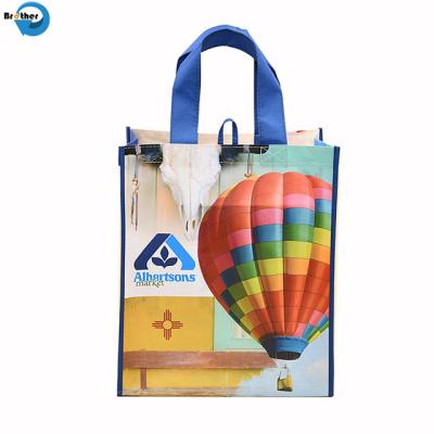 China Promotional Heavy Duty 120GSM Glossy Lamination Non Woven PP Woven Fruit Shopping Tote Bag, PP Woven Supermarket Bag à venda