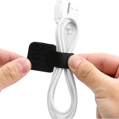 China Black and white Custom part adhesive hook and loop strip wire ties Mount cable tie for sale
