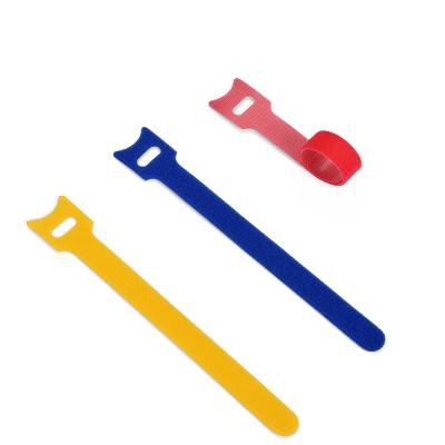 China Colorful Double Side Hook and Loop Cable Tie Back To Back Fixable Cable Ties With Logo Printed for sale