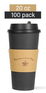 20oz black coffee cups