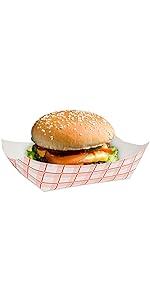 Paper Food Boat (100 Pack) Disposable Red and White Checkered Paper Food Tray - Red Paper Food Tray