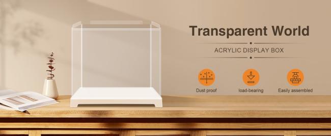 Rolife Clear Acrylic Display Case for Collectibles, Dust Cover Showcase for Miniature House Kit
