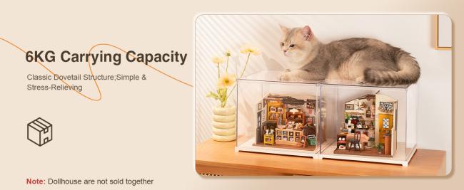 Rolife Clear Acrylic Display Case for Collectibles, Dust Cover Showcase for Miniature House Kit