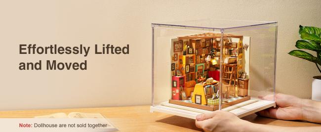 Rolife Clear Acrylic Display Case for Collectibles, Dust Cover Showcase for Miniature House Kit