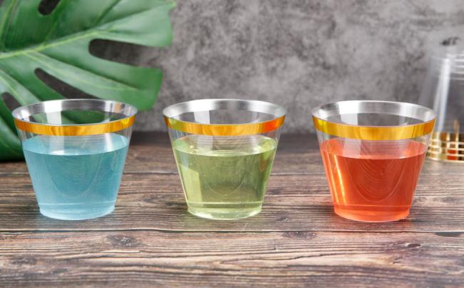gold plastic cups 9 oz