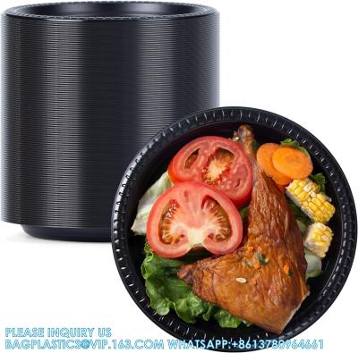 China Reusable Plastic Plates, 9 Inch 150 Pack Food Grade Material BPA Free Black Dinner Plates for sale