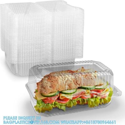 China Disposable Plastic Hinged Loaf Containers - Durable Small Hoagie Container - Perfect For Hoagies, Fruits, Salad for sale