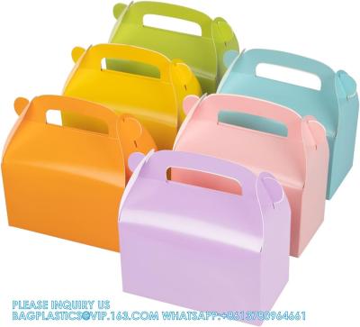 China Party Favor Treat Boxes, Goodie Boxes, Gable Paper Gift Boxes With Handles. Rainbow Party Decoration Supplie for sale