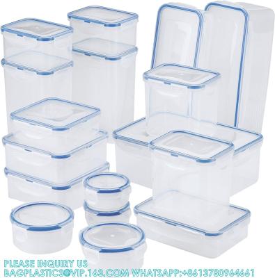 China Plastic rigid Storage box Set, Food storage Containers, Airtight Bins, BPA-Free, Dishwasher Safe, 38 Piece, Clear for sale
