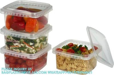 China Plastic Deli Containers With Lids 8 Oz- 25 Pack Square Clear Plastic Containers- Tamper-Proof BPA-Free Take Away for sale
