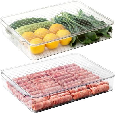 China Refrigerator Organizer Bins,Food Storage Container With Lids For Fruit, Vegetables, Bacon Meat Cheese Keeper for sale