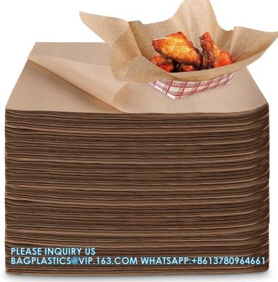China Grease Proof Deli Wrappers - Pre Cut Natural Wax Paper Sheets - Recyclable Food Basket Liners -Kraft Deli for sale