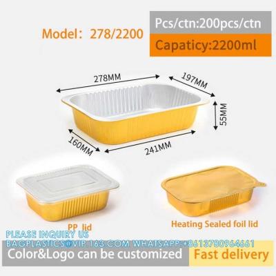China 2200ml/4.85LB, Sturdy Aluminum Foil Pans With Lids For Cooking, Baking, Reheating, Freezer, Oven, Recyclable for sale
