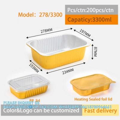 China 3300ml/7.25LB, Sturdy Aluminum Foil Pans With Lids For Cooking, Baking, Reheating, Freezer, Oven, Recyclable for sale