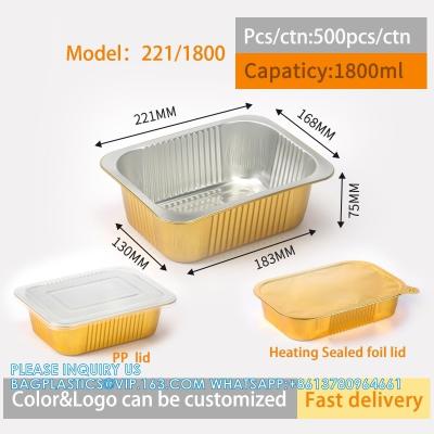 China 1800ml/4LB, Sturdy Aluminum Foil Pans With Lids For Cooking, Baking, Reheating, Freezer, Oven, Recyclable for sale
