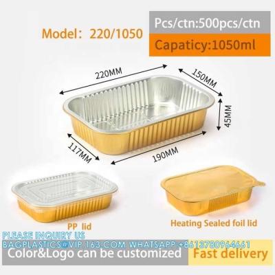 China 1050ml/220mm Length, Sturdy Aluminum Foil Pans With Lids For Cooking, Baking, Reheating, Freezer, Oven, Recyclable for sale