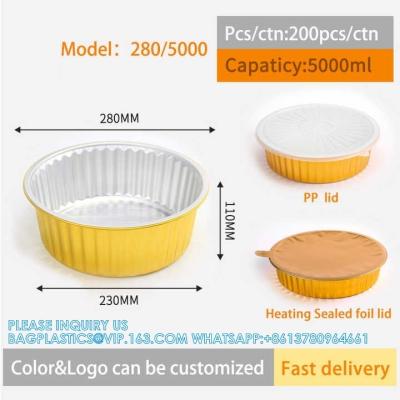 China 280mm Diameter 5000ml Aluminum Foil Baking Pans Pizza Tray Round Disposable Aluminum Foil Container With Lids for sale