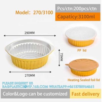 China 270mm Diameter 3100ml Air Fryer Thickened Food Storage Golden Aluminum Foil Pot Containers FKitchen Cooking Baking for sale