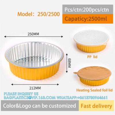 China 250mm Diameter 2500ml Heatable food pack Preservation Lunch Box Recyclable Takeaway Aluminum Foil Food Container for sale