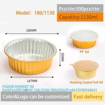 China 180mm Diameter 1130ml Oblong Take-Out Foil Pan Ovenable Aluminum Foil Pan Container With Lid And Aluminium Foil Food for sale