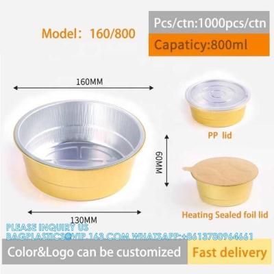 China 160mm Diameter 800ml Foil Container Aluminum Pans Disposable Aluminium Foil Tray With Lids For Packing for sale