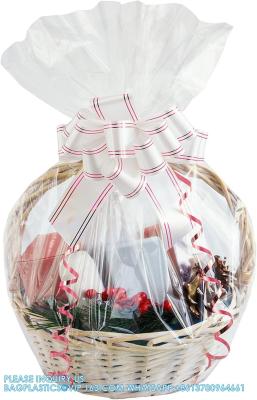 China Large Cello/Cellophane Bags,30x 40 Inches Clear Basket Bags OPP Plastic Cellophane Wrap For Gift Baskets Packaging for sale