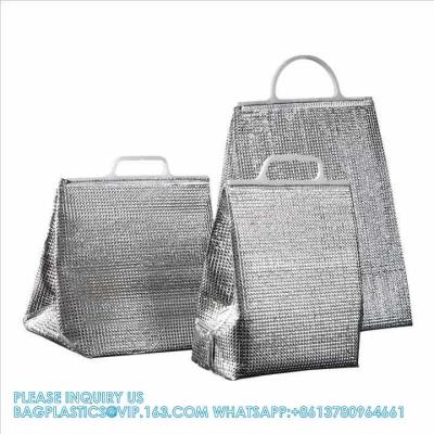 China Aluminum Foil Insulated Tote Bags With Plastic Handle Reusable Cooler And Thermal Bag For Food Carry for sale