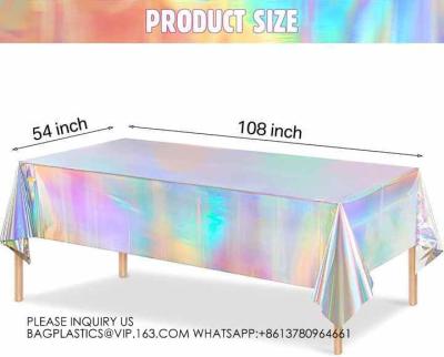 China Laser Rainbow Theme Party Tablecloth Aluminum Film Birthday Wedding Party Decoration Disposable Tablecloth Decoration for sale