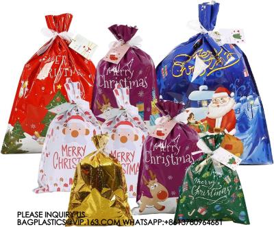 China Gift Bags,Assorted Size Christmas Gift Bags With Tags,Christmas Drawstring Gift Bags, Holiday Gift Wrapping Sack for sale