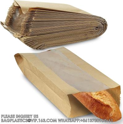 China Bolsas de pan de papel - Bolsas de pan de Kraft Brown con ventana bolsas de pan transpirables para dar el regalo de pan casero en venta