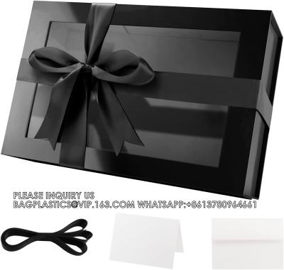 China Black Gift Box For Present Contains Ribbon, Card, Groomsman Proposal Box, Extra Large Gift Box With Magnetic Lid for sale