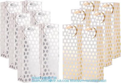 China Champagne Wine Gift Bag Bulk With Tags, Polka Dots Single Bottle Holiday Gift Wrapping Wine Bags, New Year Birthday for sale