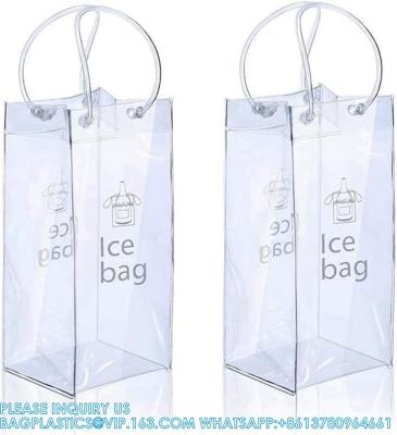 China sustainable recyclable Ice Wine Bag With Handle Clear Wine Pouch Cooler For Party,Outdoor,Champagne,Cold Beer for sale