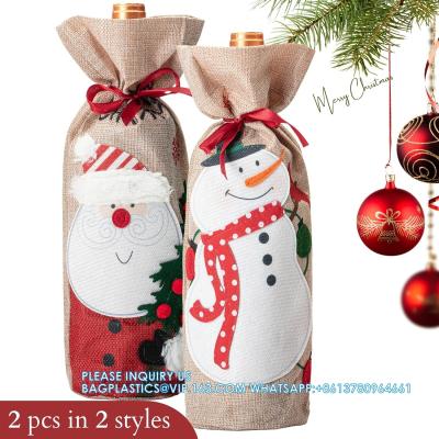 China Christmas Wine Bags, Wine Bottles Gifts, Burlap Wine Drawstring Bags Holiday Burlap Wine Bags, Bottle Cover for sale