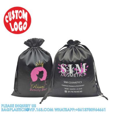 China Custom Drawstring Gift Luxury Dust Pouch Bag For Handbags Silk Storage Bag Drawstring Purse Satin Bags With Logo for sale