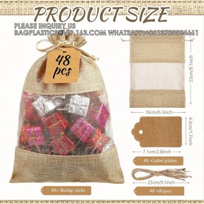 China Linen Burlap Sheer Bag Burlap Bags With Drawstring Gift Tags Organza Wedding Favor Bags Burlap Gift Bags Wedding for sale