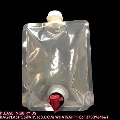 China ODM 1L 3L 5L Stand Up Plastic Valve Tap Spout Pouch Bag In Box For Wine Coffee Water Juice Beverage Liquid for sale