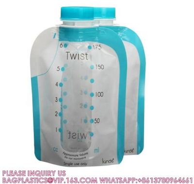 China Wholesale OEM Design BPA Free Writing Ink 6oz Stand Up With Zip Lock Sealed Baby Breast Coller Milk Storage Bag for sale